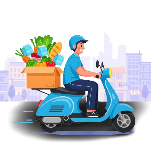 WeeKrt food and groceries delivery illustration